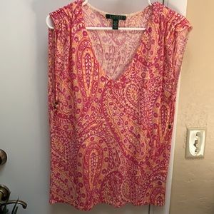 Lauren silk knit paisley top XL-worn once!